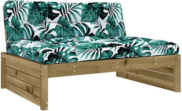 vidaXL Mittelsofa in Braun mit Kiefernholz-Gestell und Polsterung in rustikaler Optik, B/T: 120 x 80 cm - Bild 1