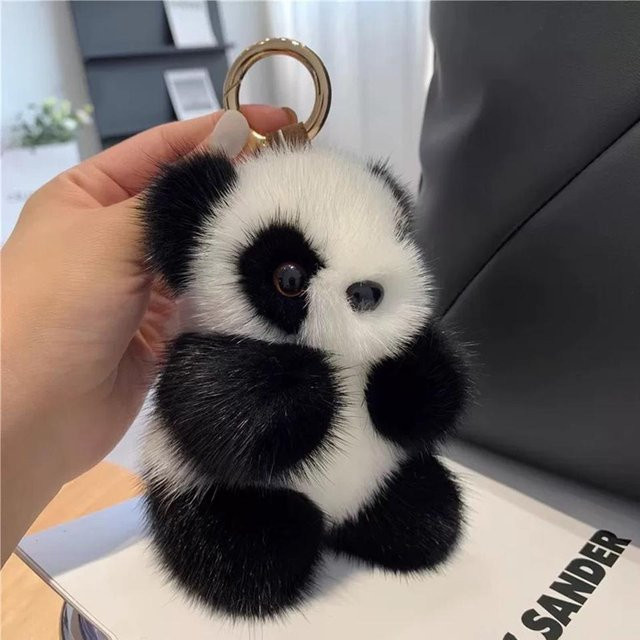 Rd lala Panda Stofftier Taschenanhänger Schwarz für Damen - Bild 1