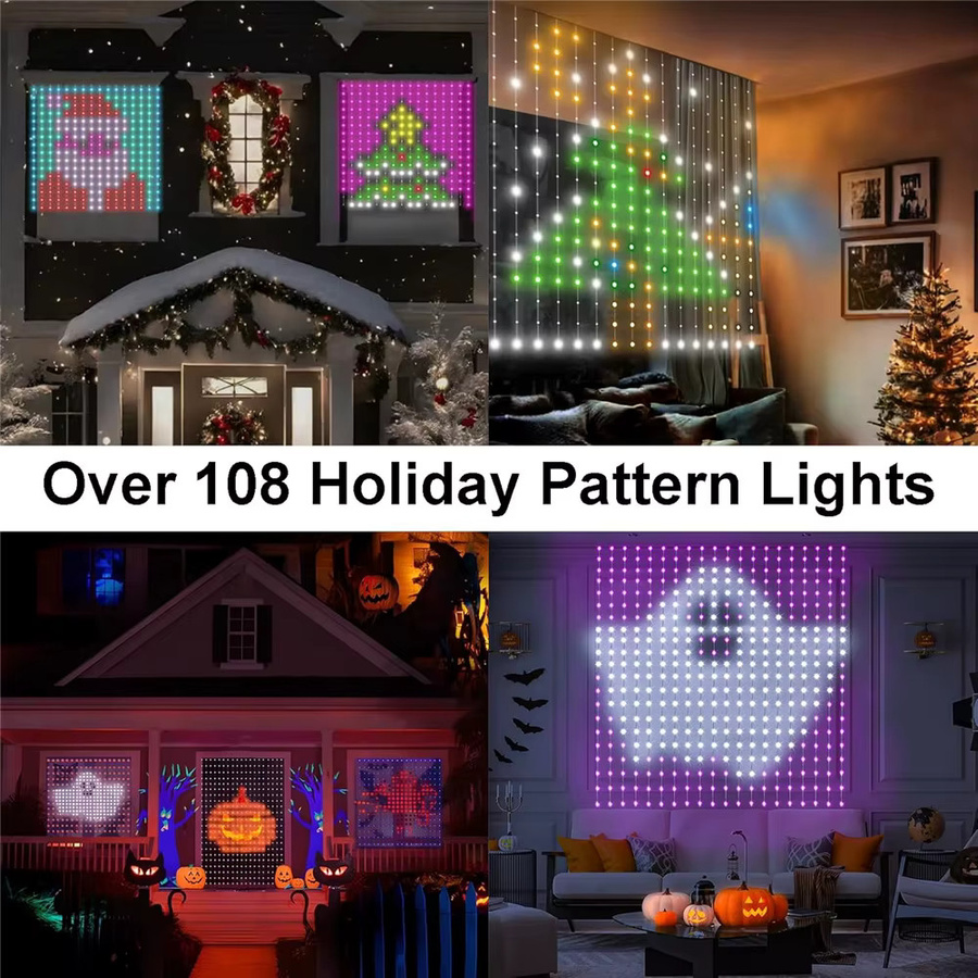 DACHAN Smart LED Vorhang Lichterkette mit App-Steuerung und Musik-Sync, RGB Multicolour, 300 LED für Weihnachten und Outdoor - Bild 3