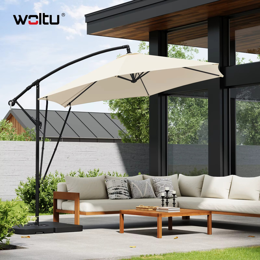 WOLTU Kippbarer Sonnenschirm mit Kurbel, Gartenschirm mit UV-Schutz und wasserdichtem Stoff, B/H/T: 310 x 277 x 0 cm, in Grau oder Beige - Bild 2