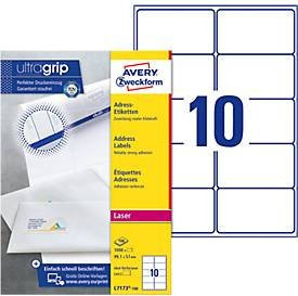 Avery Zweckform Adressetiketten L7173-100 mit ultragrip für Laserdrucker, weiß, B: 99,1 mm, H: 57 mm - Bild 1