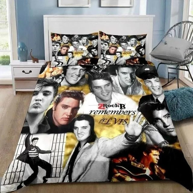 Flylo P-Presley Bettwäsche-Set Retro E-Elvis Design aus Mikrofaser, Mehrfarbig, B/H: 200 x 230 cm - Bild 1