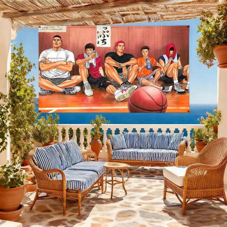 S-SlamS Basketball-Anime-Flagge in Multicolour, rechteckiges Textil-Banner für Innen und Außen, Breite: 60 cm, Höhe: 40 cm - Bild 4