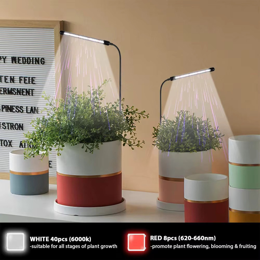 LED-Pflanzenwachstumslampe USB Vollspektrum 6000K in Weiß und Schwarz für Zimmerpflanzen und Garten zur Steuerung der Blüte - Bild 2