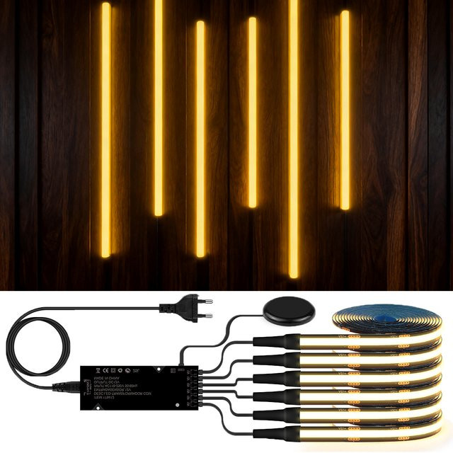 CHNAITEKE RGB COB LED Lichtleiste 12V, Dimmbare Mehrfarbige Wandpaneel-Dekorlampe mit Touch-Schalter, Schwarz, für TV-Schrank-Hintergrundbeleuchtung - Bild 1