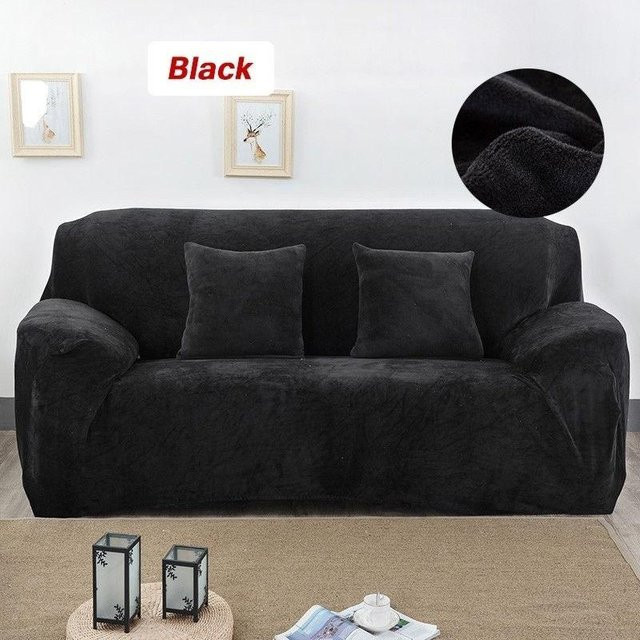 SoChic Elastischer Sofabezug für 1-Sitzer, Soft-Stretch Couchbezug, Schwarz, Breite: 90-140 cm - Bild 1