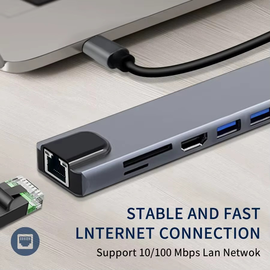 kebidumei 8-in-1 USB-C Dockingstation mit 4K UHD HDMI, RJ45 Ethernet, SD/TF Kartenleser und USB 3.0 für MacBook und Laptop - Bild 6