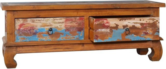 vidaXL TV-Schrank aus Teak Altholz im Kolonialstil, mehrfarbig, B: 110 cm, T: 35 cm, H: 40 cm - Bild 1
