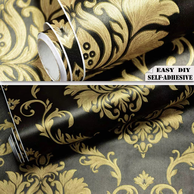 Brangdy Damast-Tapete aus Vinyl in Schwarzgold, selbstklebendes Kontaktpapier zum Abziehen und Aufkleben - Bild 5
