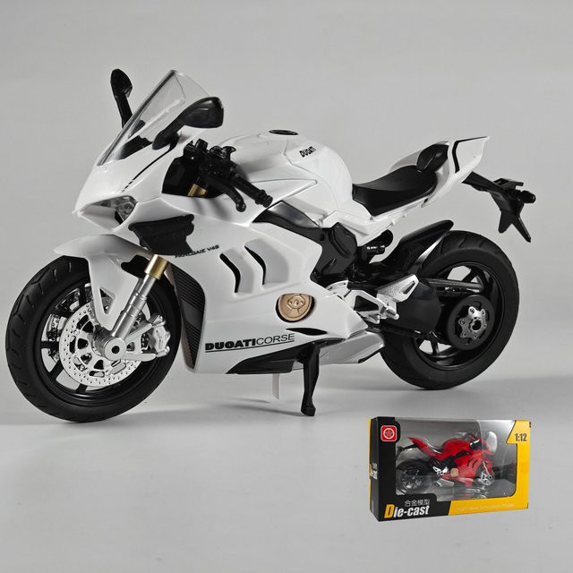 Linyi toy car Ducati V4S Racing Cross-Country Motorrad Diecast Modell, 1:12 Skala, mit Sound und Licht - Bild 1