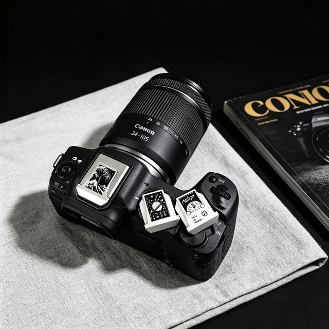 Canon Metall Kamera-Auslöseknopf und Blitzschuh-Abdeckung mit Staubschutz in Silber für EOS R50 R5 R6 R7 R8 R10 R3 Serie - Bild 1