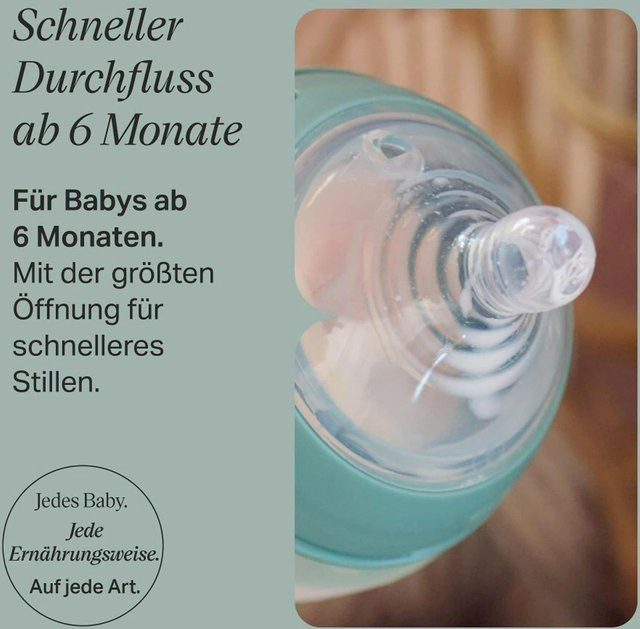 Tommee Tippe 2er-Pack Trinksauger aus Silikon mit Anti-Colic-Ventil, BPA-frei, transparent, für 6 Monate+ - Bild 1