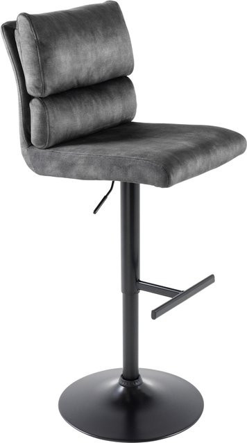riess-ambiente Barhocker COMFORT höhenverstellbarer Barstuhl aus Samt in Dunkelgrau mit Schwenkfunktion und Fußablage - Bild 1