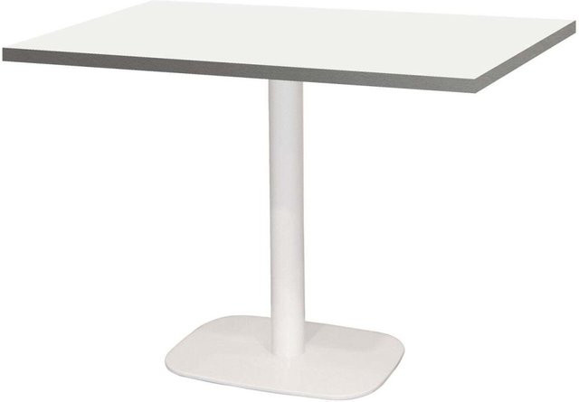 RestooTab Tisch Round rechteckiger Esstisch in Weiß mit Holzdekor und weißem Gestell, B/T/H: 120 x 70 x 75 cm - Bild 1