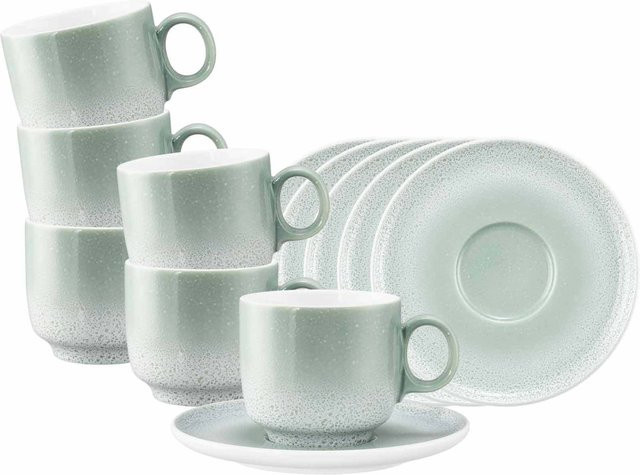 Seltmann Weiden Cappuccinotassen mit Untertassen Sento Home, 6er Set, Grün, 300 ml - Bild 1