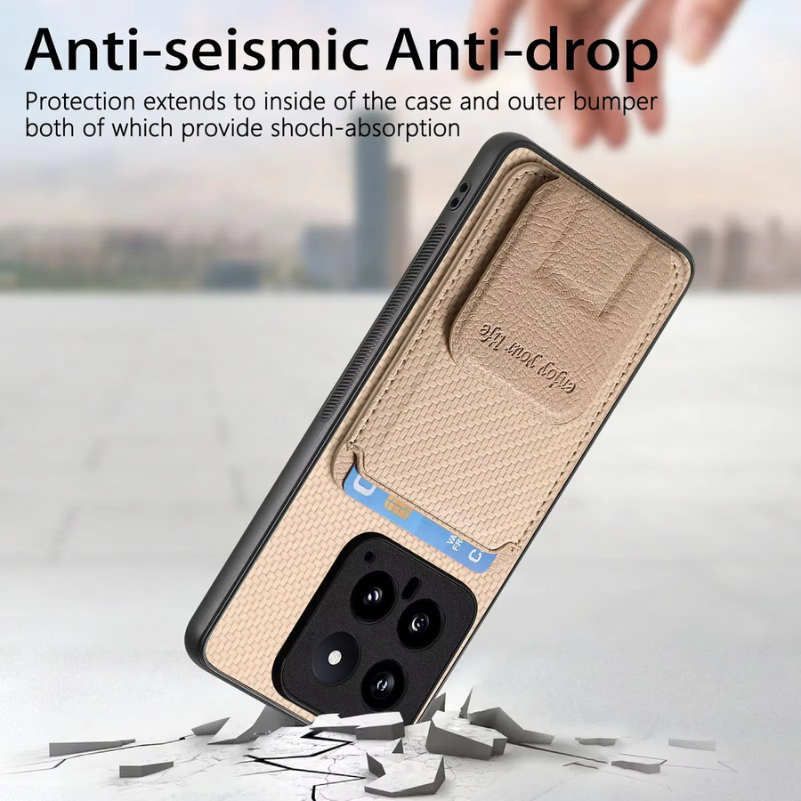 Klappbare Karten-Schutzhülle mit Kickstand für Xiaomi Redmi Note 10 11S 12 13 Pro Plus 14 Lite 12T 13T und POCO X5 X6 F5 in Braun - Bild 5