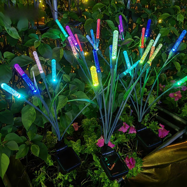 LED-Solar-Schilf-Gartenleuchten in Bunt mit IP54 Wasserdichtigkeit und wiederaufladbaren Lithium-Batterien - Bild 1