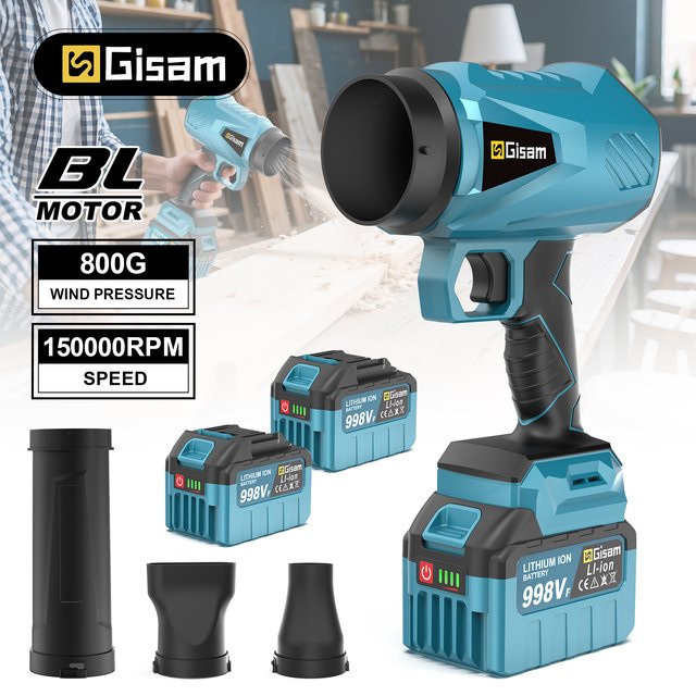Gnto Bürstenloses elektrisches Laubgebläse für Makita 18V Akku, blau, einstellbare Geschwindigkeit, 200 m/s Luftgeschwindigkeit - Bild 1