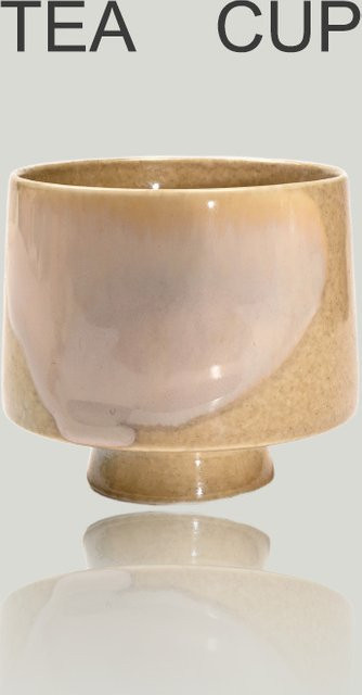 Handgefertigte Keramik Teetasse mit Eschenglasur in Beige, 70 ml - Bild 1