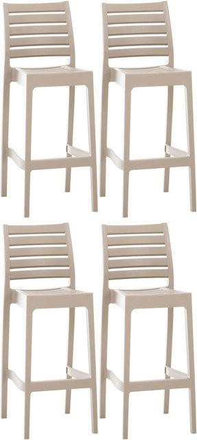 4er Set Barhocker DELUKE TURAM aus Kunststoff in Schlamm, stapelbare Barstühle mit Lehne, B/T/H: 45 x 51 x 105 cm - Bild 1