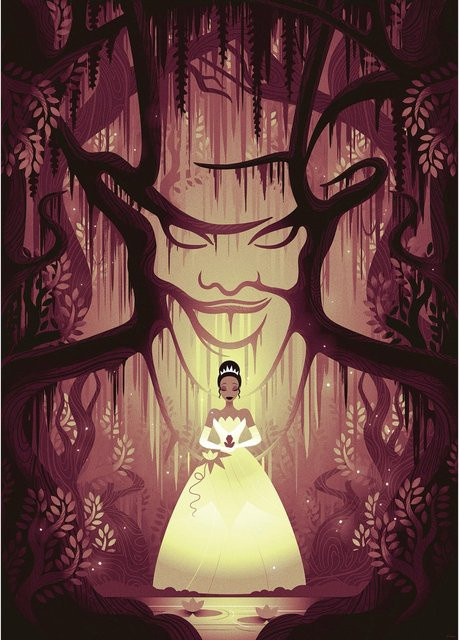 Komar Disney Wandbild Tiana und Dr. Facilier in Gelb, B: 50 cm, H: 70 cm - Bild 1