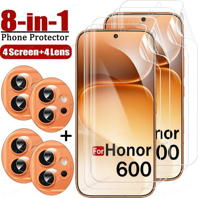 8-in-1 Hydrogel-Displayschutzfolie für Honor 600 400 200 Lite 90 500 Pro in Transparent - Bild 1