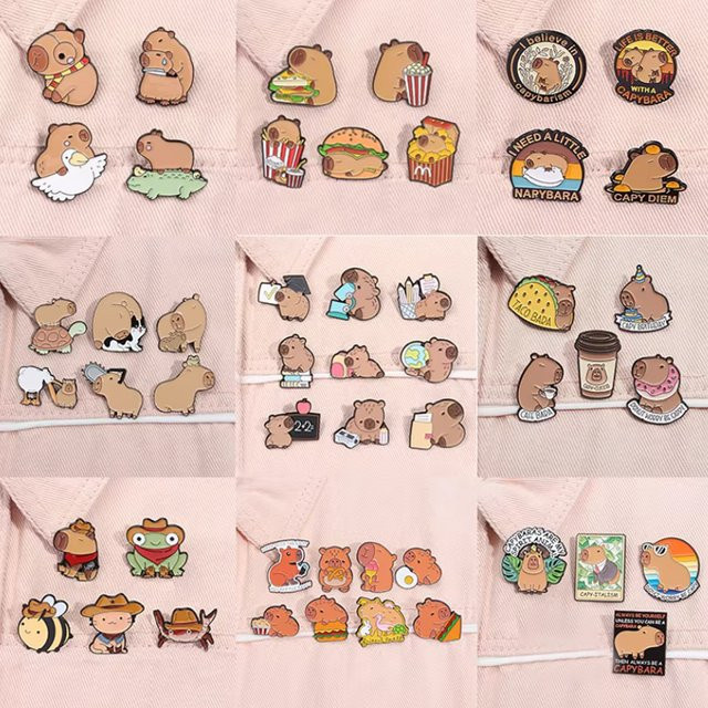 Capybara Emaille Pins, Cartoon Tier Brosche, Kinder - Bild 1