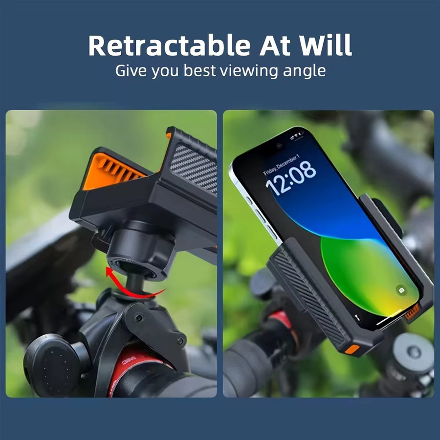 Homhu Universal Motorrad Telefon Halter mit Quick Lock Design für iPhone und Smartphones von 4,7 bis 7 Zoll in Orange oder Schwarz - Bild 4