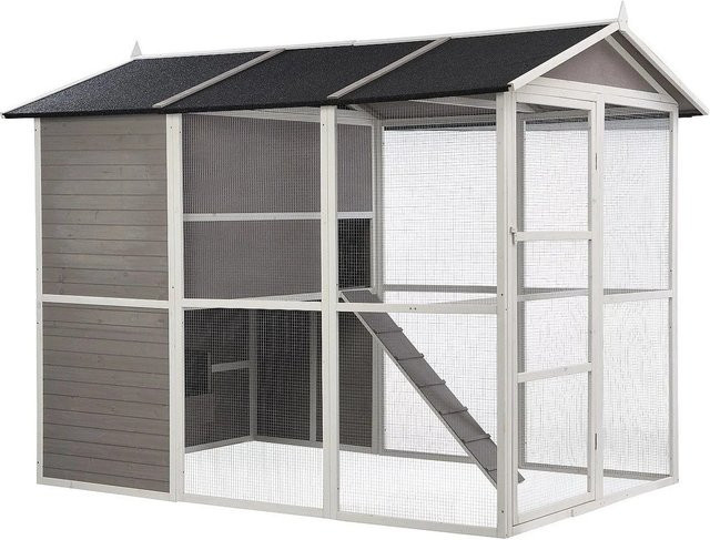Hühnerstall Feras von Vente-unique aus Holz in Grau und Weiß, Breite: 266 cm - Bild 1