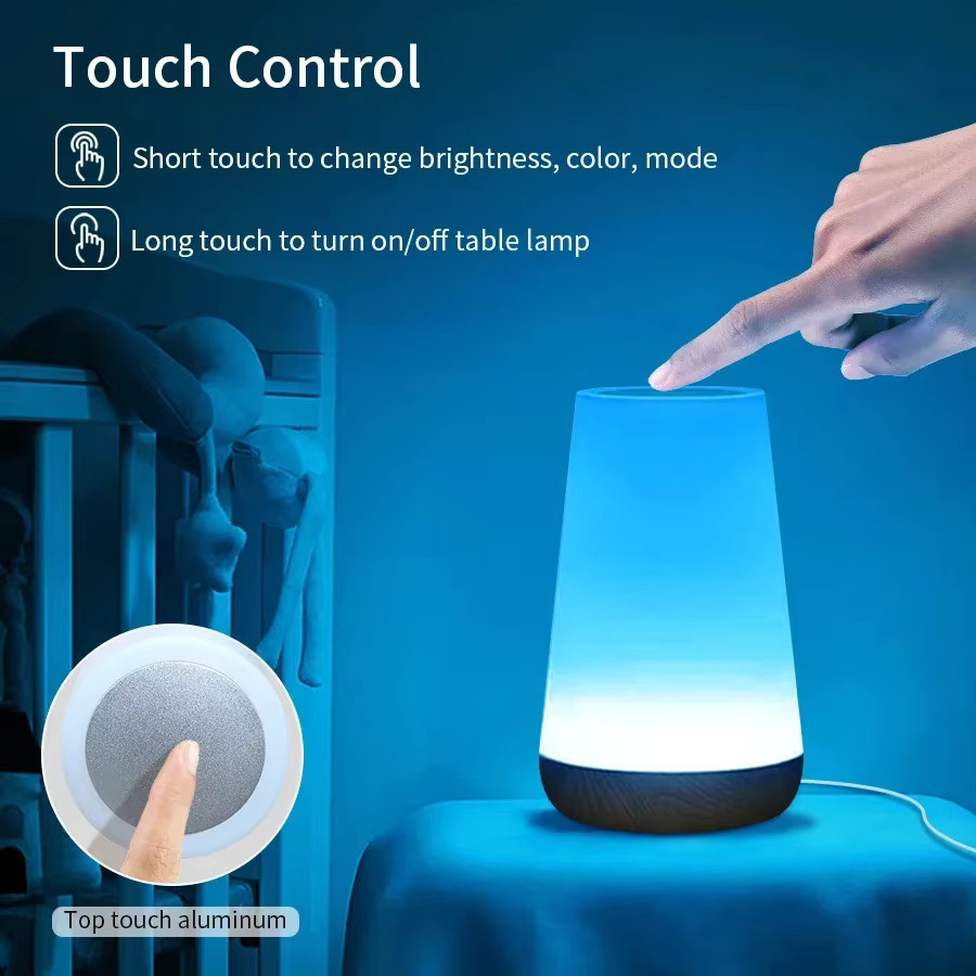 ATcomm Tuya WiFi Smart LED Nachtlicht RGB Tischlampe mit Touch-Steuerung und App-Steuerung für Alexa und Google Home, Mehrfarbig - Bild 5