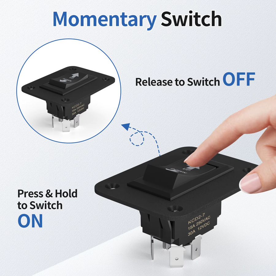 DaierTek UP Down Momentary Reverse Polarity Switch 12V 30A DPDT Polarity Reversing Switch in Schwarz - Bild 3