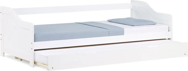 Homestyle4u Ausziehbett in Weiß mit Schubladen aus Kiefernholz und MDF, B/T/H: 80–90 x 190/200 x 206 cm - Bild 1