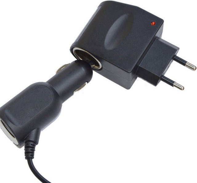 QXNY Auto-Zigarettenanzünder-Adapter AC 220V zu DC 12V Konverter mit EU-Stecker in Schwarz - Bild 1