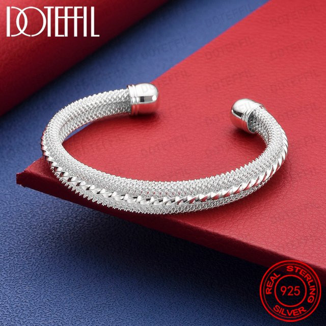 DOTEFFIL Armreif 925 Silber, gewebter Netzstoff, Unisex - Bild 1