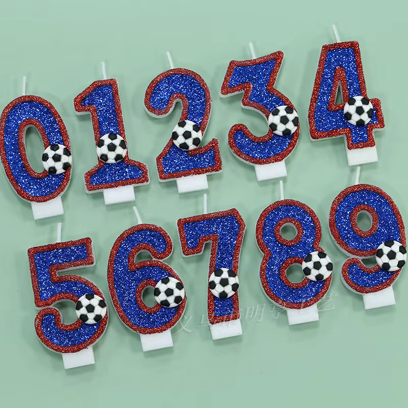 MINISO Fußball Geburtstag Kerze als kreative Kuchen Dekoration aus Kunststoff - Bild 1