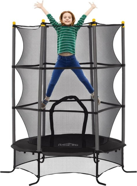 HOMCOM Kinder Trampolin Schwarz Durchmesser: 163 cm, Höhe: 190 cm - Bild 1