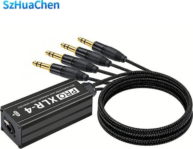 TITAK PRO XLR-4 4-Kanal XLR auf RJ45 Breakout-Kabel Audio-DMX-Extender in Schwarz für Mischpult, Mikrofon und Bühnenbeleuchtung - Bild 1