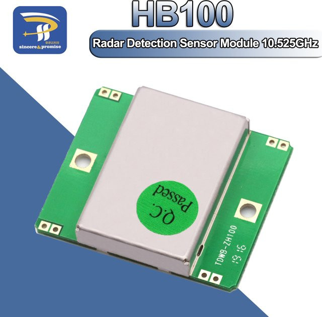HB100 Mikrowellen-Doppler Radarerkennungssensor Modul, kabelloser X-Band Bewegungsmelder mit 10,525 GHz und Wi-Fi, Farbe: Grün, DC 5 V - Bild 1