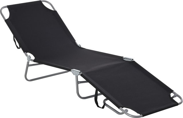 Outsunny Sonnenliege als klappbare Campingliege mit verstellbarer Rückenlehne, Schwarz - Bild 1