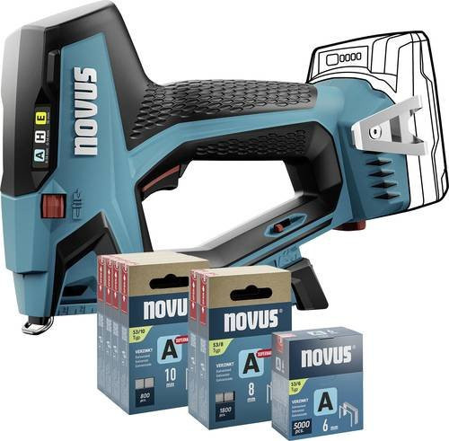 Novus Tools J-550 031-0373 Akkutacker in Blau für Klammerntyp 37 und Typ 53 mit einer Klammernlänge von 6 - 14 mm - Bild 1