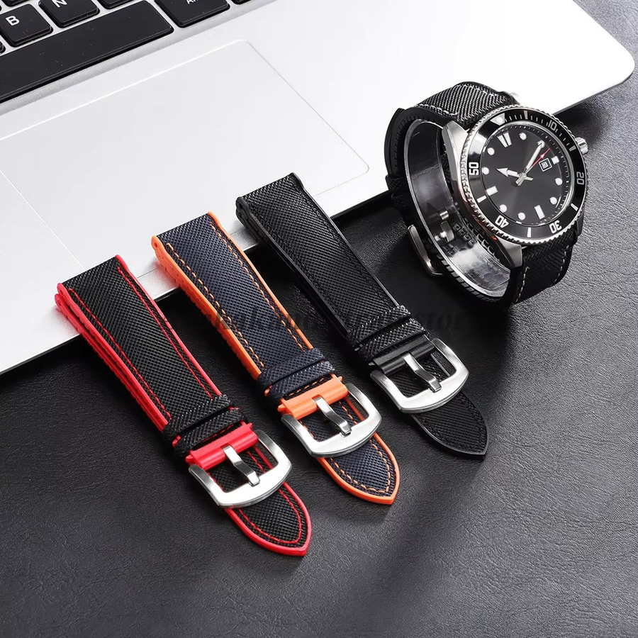 Uhrenarmband Nylon, Schwarz, Orange, Herren - Bild 2