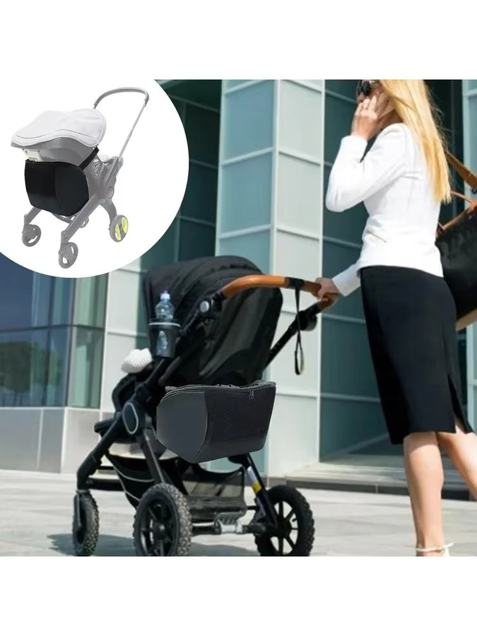 Aufsteckbare Aufbewahrungstasche für Doona Kleinkinderautositz und Kinderwagen als Organizer und Wickeltasche in Schwarz - Bild 6