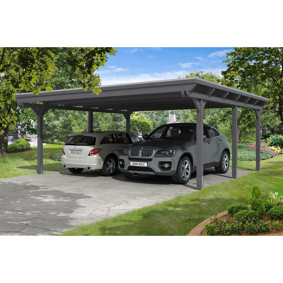 Skan Holz Carport Emsland aus Fichte Leimholz in Schiefergrau B/T: 613 x 604 cm, Höhe: 248 cm - Bild 2