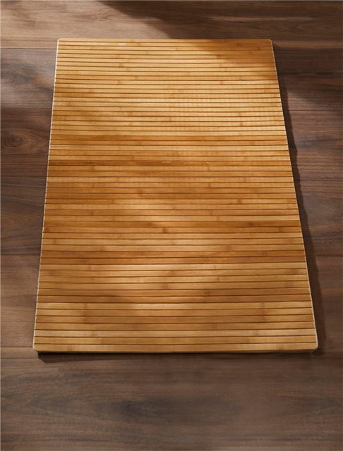 Kleine Wolke Badvorleger aus Bambus in Braun, B/T/H: 80 x 50 x 0,5 cm - Bild 2