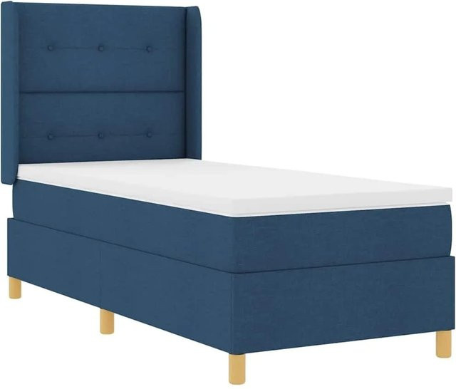 vidaXL Hybrid-Boxspringbett mit Matratze und Kopfteil in Blau, B/T/H: 140 x 200 x 147 cm - Bild 1