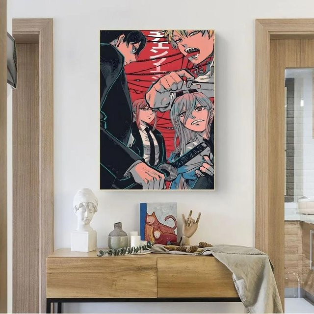 Vintage Wandkunst Poster Kettensägenmann Leinwandbild für Schlafzimmer und Arbeitszimmer B: 21 cm x H: 30 cm - Bild 1
