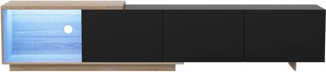PXloue TV-Schrank mit LED-Beleuchtung und 3 Schubladen, Schwarz, B/T/H: 240 x 38 x 44 cm - Bild 1