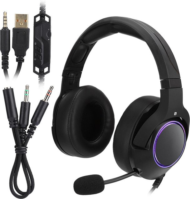 OutsideWorld RGB Gaming Headset On-Ear Kopfhörer mit Mikrofon Schwarz für PS4, Xbox, PC und Nintendo Switch mit 3,5 mm Klinkenanschluss - Bild 1
