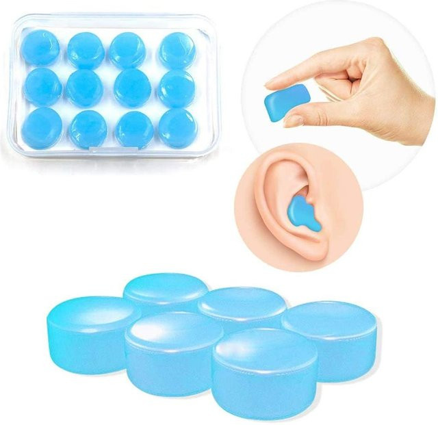 12er Silikon Ohr Stecker Noise Cancelling Ohrstöpsel, blau - Bild 1