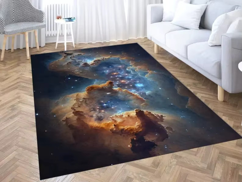 Cosmic Haven Galaxy Teppich mit Nebula-Design in Mehrfarbig, moderner rechteckiger Teppich für dein Wohnzimmer - Bild 2